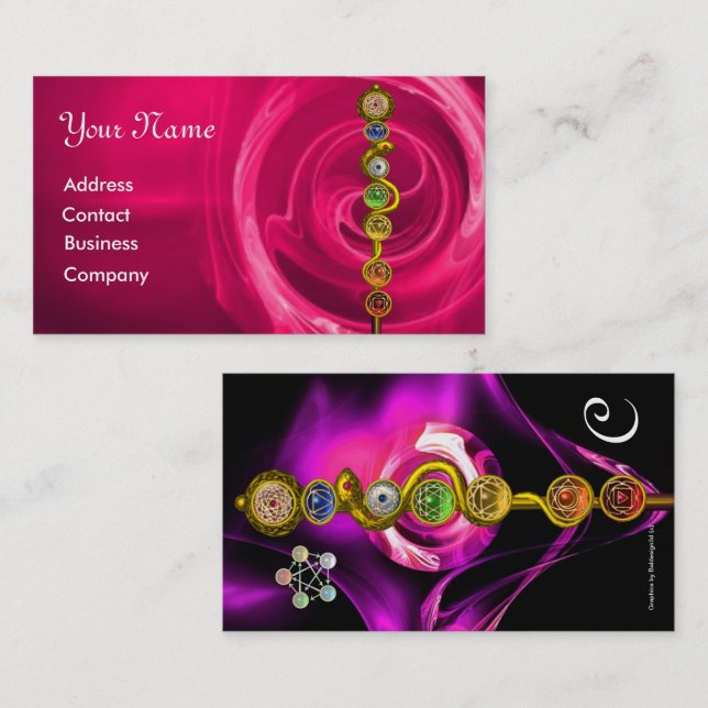 ROD OF ASCLEPIUS,7 CHAKRAS ,YOGA,SPIRITUAL ENERGY BUSINESS CARD (Front/Back)