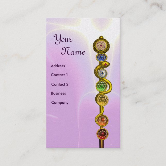 ROD OF ASCLEPIUS,7 CHAKRAS,YOGA ,SPIRITUAL ENERGY BUSINESS CARD (Front)