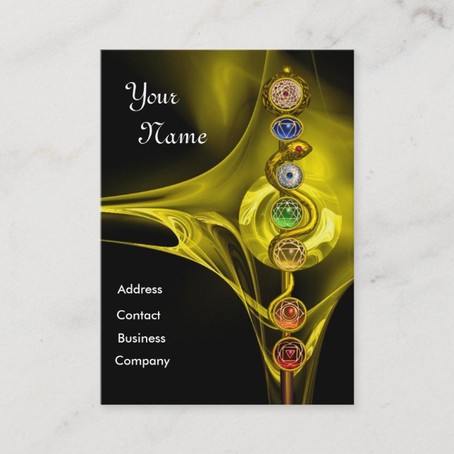 ROD OF ASCLEPIUS,7 CHAKRAS ,YOGA,SPIRITUAL ENERGY BUSINESS CARD (Front)