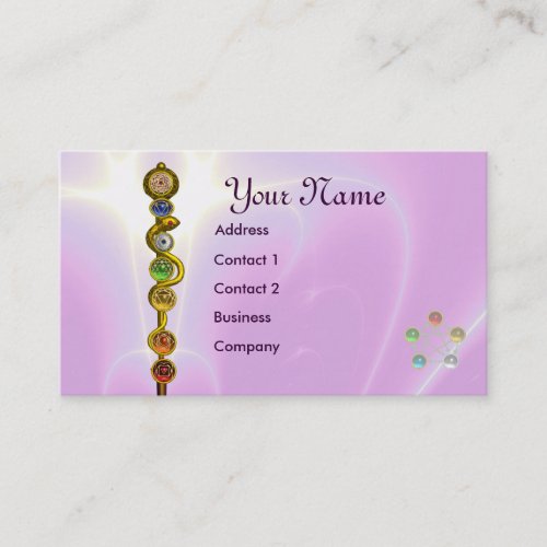 ROD OF ASCLEPIUS WITH 7 CHAKRAS ,SPIRITUAL ENERGY BUSINESS CARD TEMPLATE
