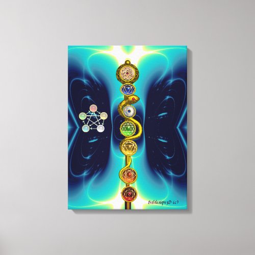 ROD OF ASCLEPIUS 7 CHAKRASYOGA SPIRITUAL ENERGY CANVAS PRINT