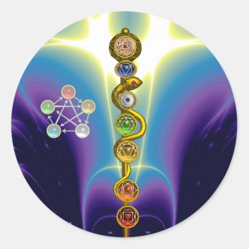 ROD OF ASCLEPIUS 7 CHAKRASYOGA SPIRITUAL ENERGY CLASSIC ROUND STICKER