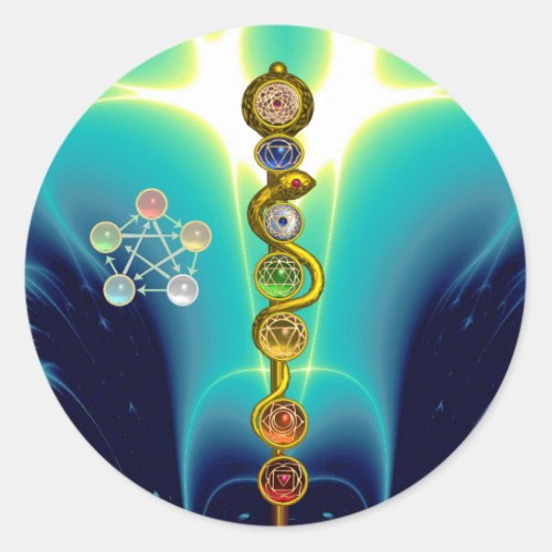 ROD OF ASCLEPIUS 7 CHAKRASYOGA SPIRITUAL ENERGY CLASSIC ROUND STICKER