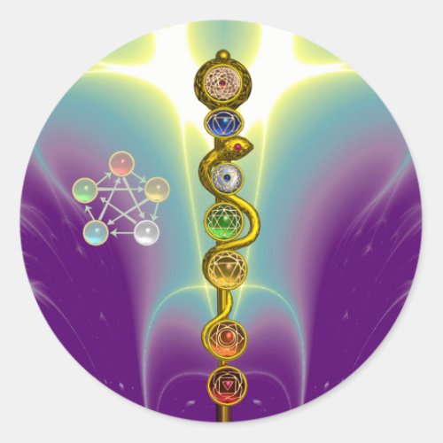 ROD OF ASCLEPIUS 7 CHAKRASYOGA SPIRITUAL ENERGY CLASSIC ROUND STICKER