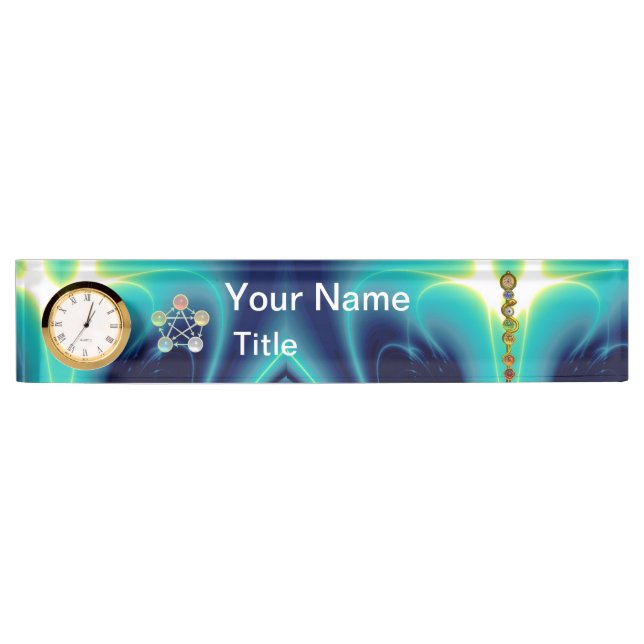 ROD OF ASCLEPIUS,7 CHAKRAS,YOGA,SPIRITUAL ENERGY DESK NAME PLATE (Front)