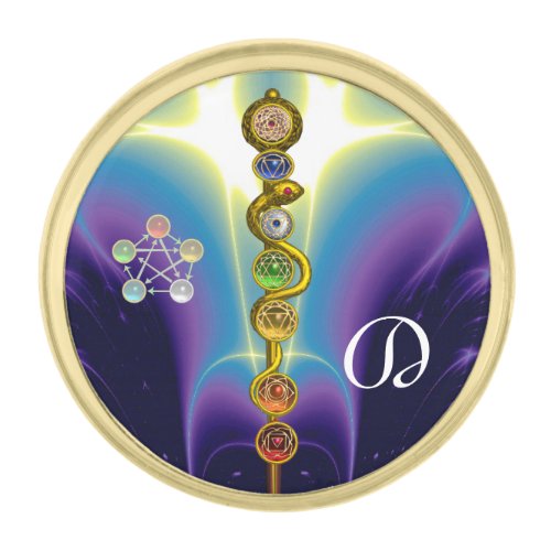 ROD OF ASCLEPIUS 7 CHAKRASYOGA SPIRITUAL ENERGY GOLD FINISH LAPEL PIN