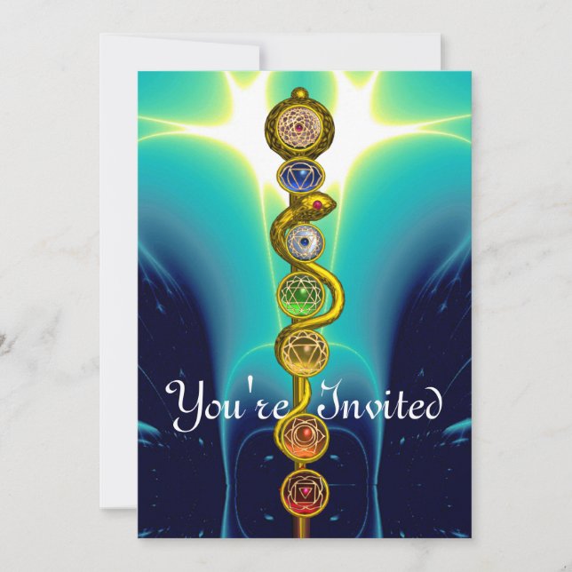 ROD OF ASCLEPIUS 7 CHAKRAS,YOGA ,SPIRITUAL ENERGY INVITATION (Front)