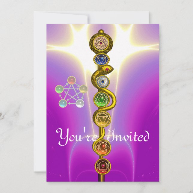 ROD OF ASCLEPIUS 7 CHAKRAS,YOGA ,SPIRITUAL ENERGY INVITATION (Front)