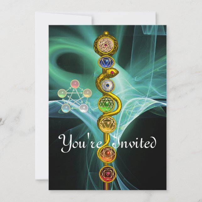 ROD OF ASCLEPIUS 7 CHAKRAS,YOGA ,SPIRITUAL ENERGY INVITATION (Front)