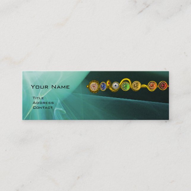 ROD OF ASCLEPIUS,7 CHAKRAS,YOGA ,SPIRITUAL ENERGY MINI BUSINESS CARD (Front)