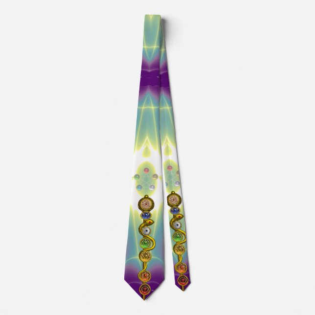 ROD OF ASCLEPIUS 7 CHAKRAS,YOGA ,SPIRITUAL ENERGY NECK TIE (Front)