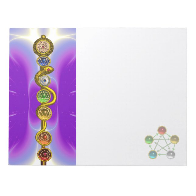 ROD OF ASCLEPIUS 7 CHAKRAS,YOGA ,SPIRITUAL ENERGY NOTEPAD (Front)