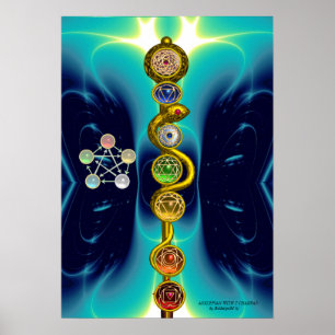 ROD OF ASCLEPIUS 7 CHAKRAS,YOGA ,SPIRITUAL ENERGY POSTER