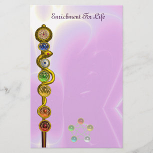 ROD OF ASCLEPIUS 7 CHAKRAS,YOGA ,SPIRITUAL ENERGY STATIONERY