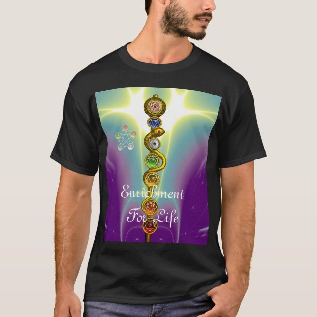 ROD OF ASCLEPIUS 7 CHAKRAS ,YOGA ,SPIRITUAL ENERGY T-Shirt (Front)
