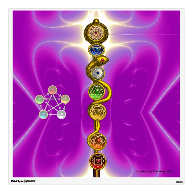 ROD OF ASCLEPIUS 7 CHAKRAS,YOGA ,SPIRITUAL ENERGY WALL STICKER (Front)