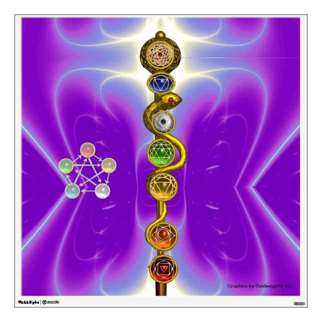 ROD OF ASCLEPIUS 7 CHAKRAS,YOGA ,SPIRITUAL ENERGY WALL STICKER (Front)