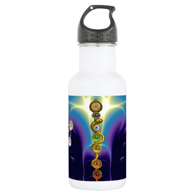 ROD OF ASCLEPIUS 7 CHAKRAS,YOGA ,SPIRITUAL ENERGY WATER BOTTLE (Front)