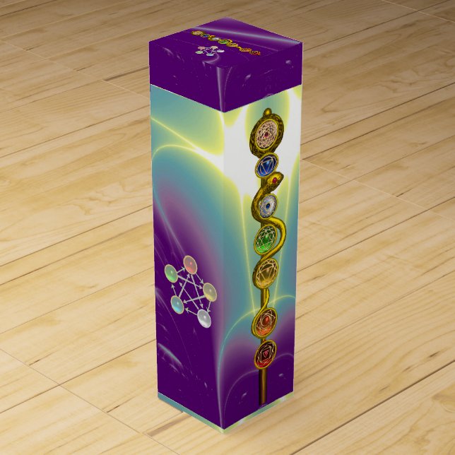 ROD OF ASCLEPIUS 7 CHAKRAS,YOGA ,SPIRITUAL ENERGY WINE BOX (Front)