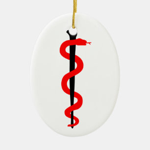 Rod of Asclepius Ceramic Ornament