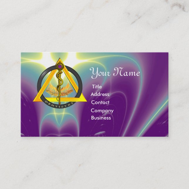 ROD OF ASCLEPIUS DENTIST DENTISTRY BUSINESS CARD (Front)