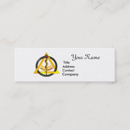 ROD OF ASCLEPIUS DENTIST DENTISTRY GOLD METALLIC MINI BUSINESS CARD