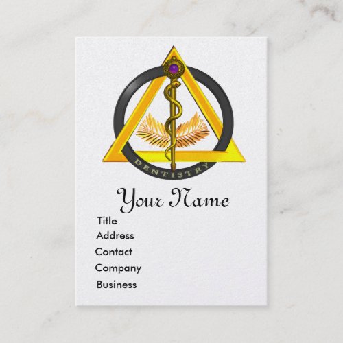 ROD OF ASCLEPIUS DENTIST DENTISTRY GOLD MONOGRAM BUSINESS CARD