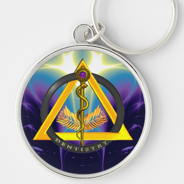 ROD OF ASCLEPIUS DENTIST DENTISTRY KEYCHAIN (Front)