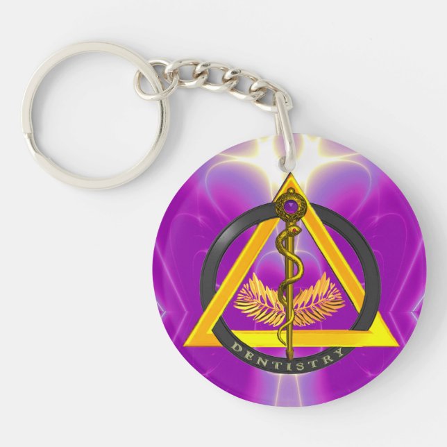 ROD OF ASCLEPIUS DENTIST DENTISTRY KEYCHAIN (Front)