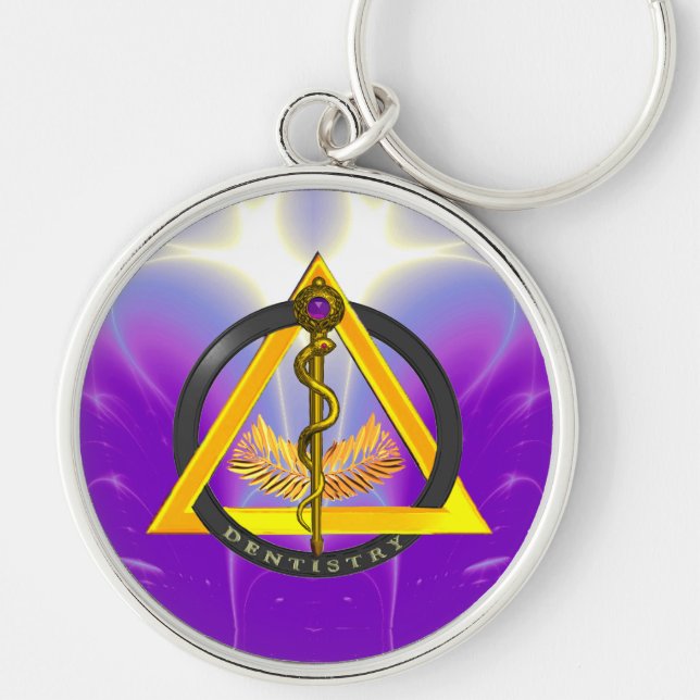 ROD OF ASCLEPIUS DENTIST DENTISTRY KEYCHAIN (Front)