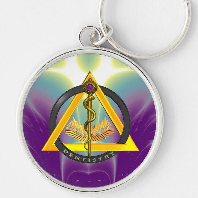 ROD OF ASCLEPIUS DENTIST DENTISTRY KEYCHAIN (Front)