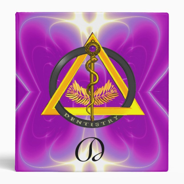 ROD OF ASCLEPIUS DENTIST DENTISTRY MONOGRAM 3 RING BINDER (Front)