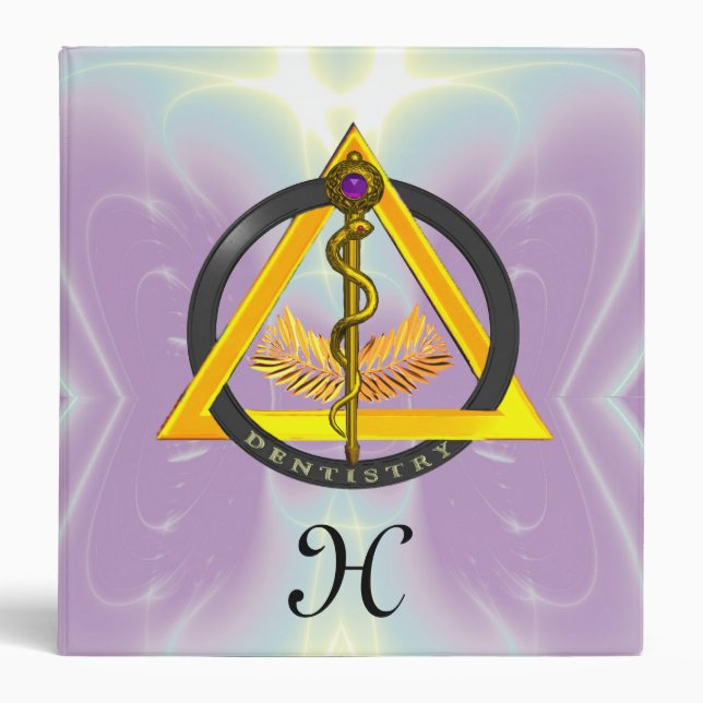 ROD OF ASCLEPIUS DENTIST DENTISTRY MONOGRAM BINDER (Front)