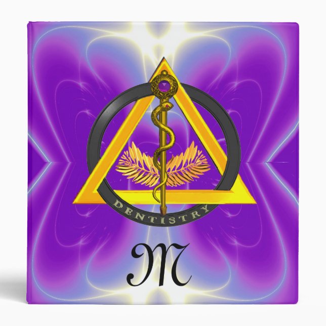 ROD OF ASCLEPIUS DENTIST DENTISTRY MONOGRAM BINDER (Front)