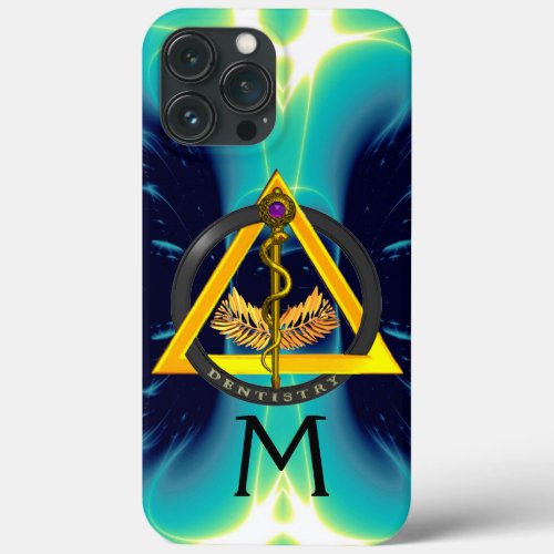 ROD OF ASCLEPIUS DENTIST DENTISTRY MONOGRAM Blue  iPhone 13 Pro Max Case