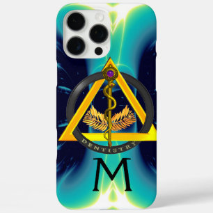 ROD OF ASCLEPIUS DENTIST DENTISTRY MONOGRAM, Blue iPhone 16 Pro Max Case