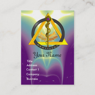 ROD OF ASCLEPIUS DENTIST DENTISTRY MONOGRAM BUSINESS CARD