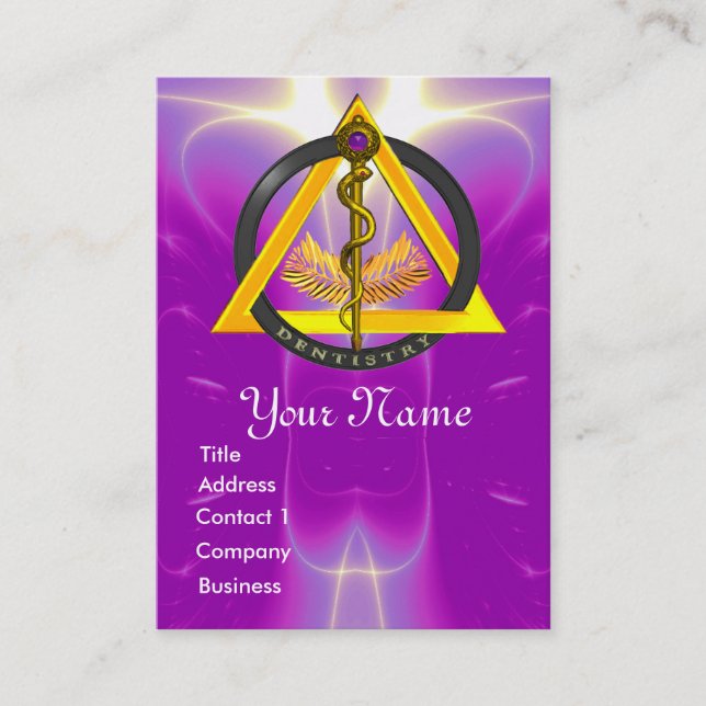 ROD OF ASCLEPIUS DENTIST DENTISTRY MONOGRAM BUSINESS CARD (Front)