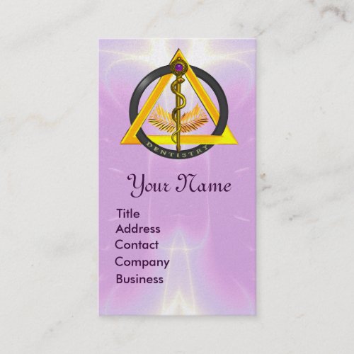 ROD OF ASCLEPIUS DENTIST DENTISTRY MONOGRAM PEARL BUSINESS CARD