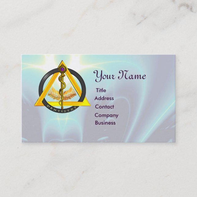 ROD OF ASCLEPIUS DENTIST DENTISTRY Pearl Business Card (Front)