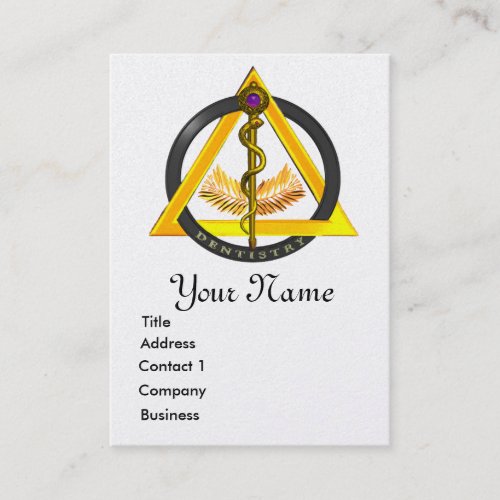 ROD OF ASCLEPIUS DENTIST DENTISTRY PEARL MONOGRAM BUSINESS CARD