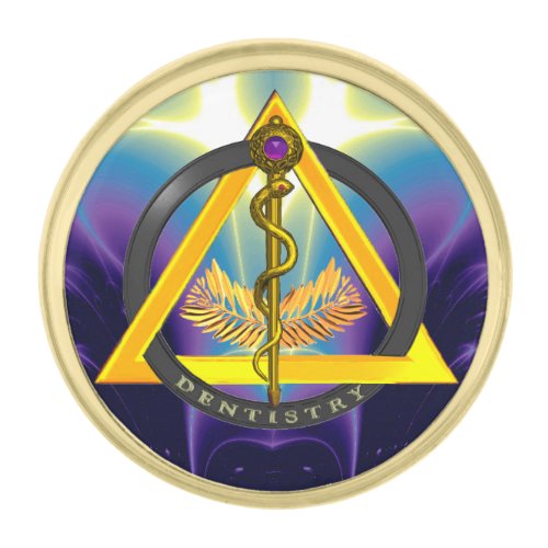 ROD OF ASCLEPIUS DENTIST DENTISTRY SYMBOLBlue Gold Finish Lapel Pin