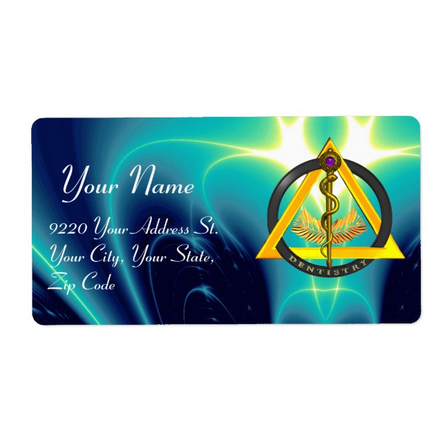 ROD OF ASCLEPIUS DENTIST DENTISTRY SYMBOL Blue Label (Front)