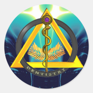 ROD OF ASCLEPIUS DENTIST DENTISTRY SYMBOL CLASSIC ROUND STICKER