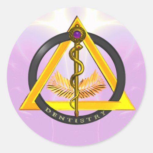 ROD OF ASCLEPIUS DENTIST DENTISTRY SYMBOL CLASSIC ROUND STICKER