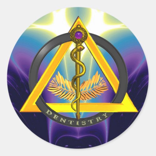 ROD OF ASCLEPIUS DENTIST DENTISTRY SYMBOL CLASSIC ROUND STICKER