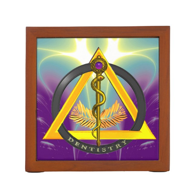 ROD OF ASCLEPIUS DENTIST DENTISTRY SYMBOL DESK ORGANIZER (Back)