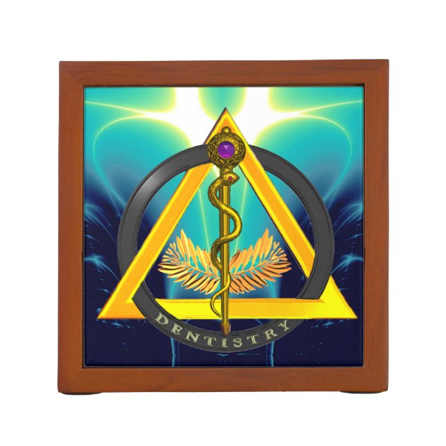 ROD OF ASCLEPIUS DENTIST DENTISTRY SYMBOL DESK ORGANIZER (Back)