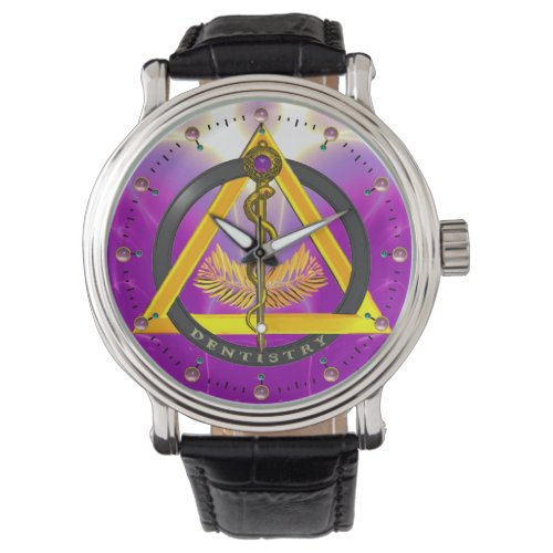 ROD OF ASCLEPIUS DENTIST DENTISTRY SYMBOLfuchsia Watch