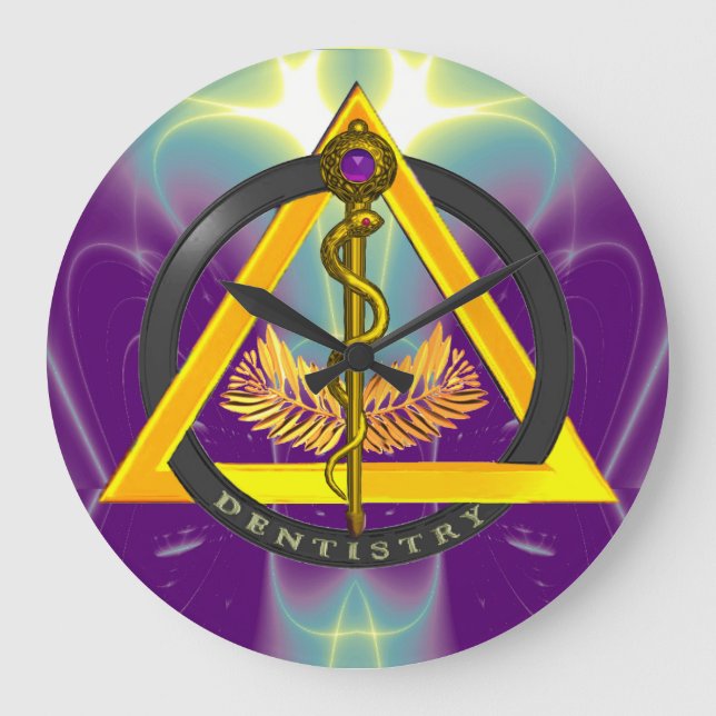 ROD OF ASCLEPIUS DENTIST DENTISTRY SYMBOL LARGE CLOCK (Front)